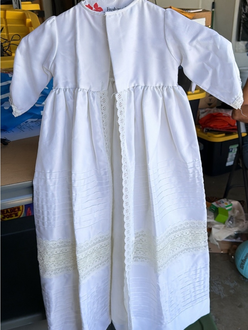 Vintage 1990s Christening Baptism Gown & Lace Cape Two-Piece Set